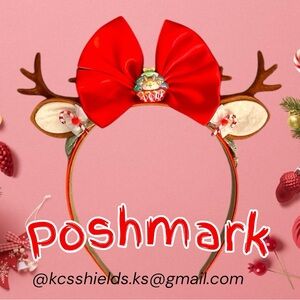 Reindeer Antler Christmas Headband Girls Red Women’s Bows Candy Canes Deer Hair